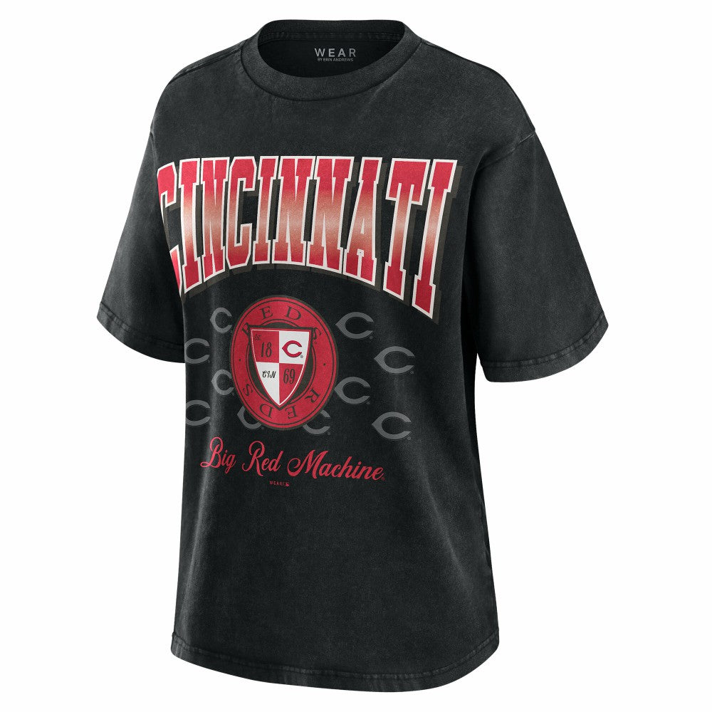 Cincinnati Reds WEAR by Erin Andrews Women's Oversized Boyfriend T-Shirt - Black - MLB Online