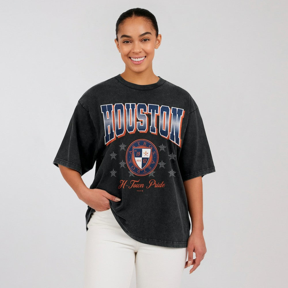 Houston Astros WEAR by Erin Andrews Women's Oversized Boyfriend T-Shirt - Black - MLB on Sale
