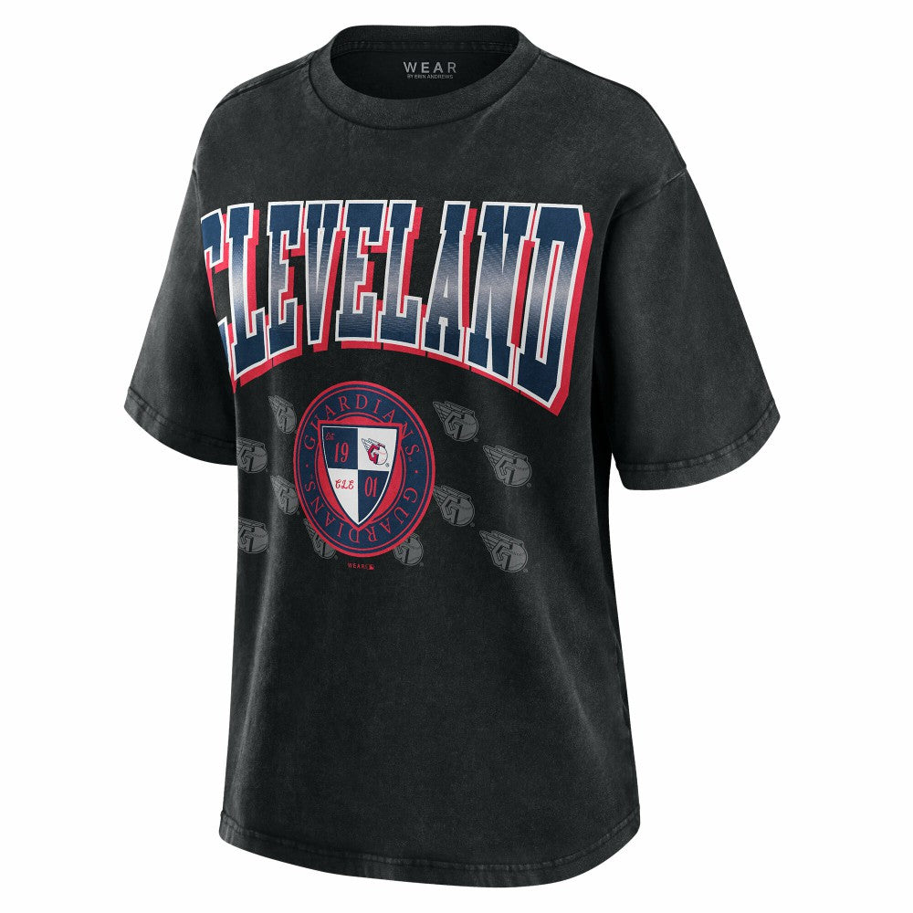 Cleveland Guardians WEAR by Erin Andrews Women's Oversized Boyfriend T-Shirt - Black - MLB Discount