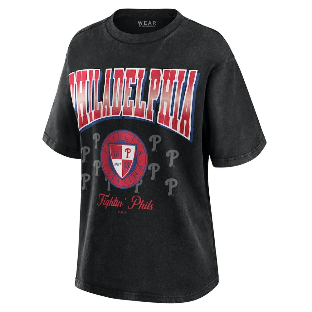 Philadelphia Phillies WEAR by Erin Andrews Women's Oversized Boyfriend T-Shirt - Black - MLB on Sale