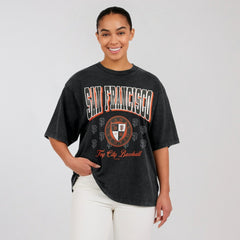 San Francisco Giants WEAR by Erin Andrews Women's Oversized Boyfriend T-Shirt - Black - MLB Lifestyle