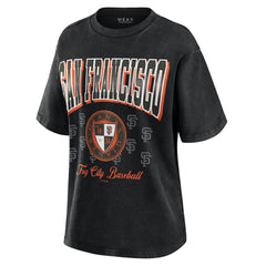 San Francisco Giants WEAR by Erin Andrews Women's Oversized Boyfriend T-Shirt - Black - MLB Lifestyle