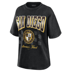 San Diego Padres WEAR by Erin Andrews Women's Oversized Boyfriend T-Shirt - Black - MLB on Sale