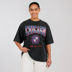 Chicago Cubs WEAR by Erin Andrews Women's Oversized Boyfriend T-Shirt - Black - MLB Discount