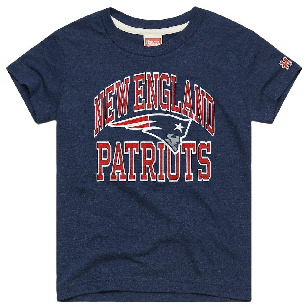 New England Patriots Homage Youth Arch Tri-Blend T-Shirt Navy