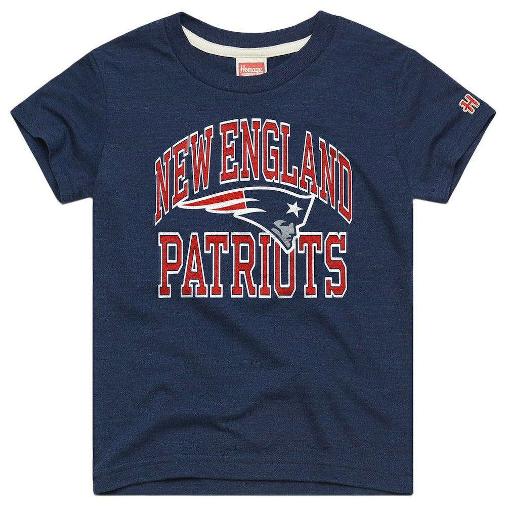 New England Patriots Homage Youth Arch Tri-Blend T-Shirt Navy
