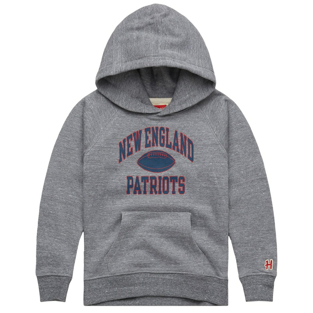 New England Patriots Homage Youth Gridiron Tri-Blend Hoodie Gray
