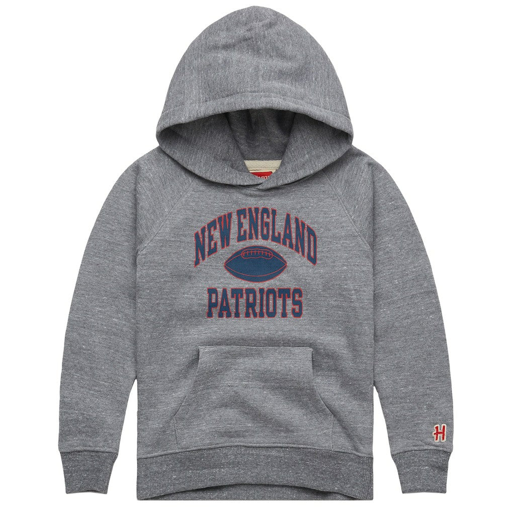 New England Patriots Homage Youth Gridiron Tri-Blend Hoodie Gray