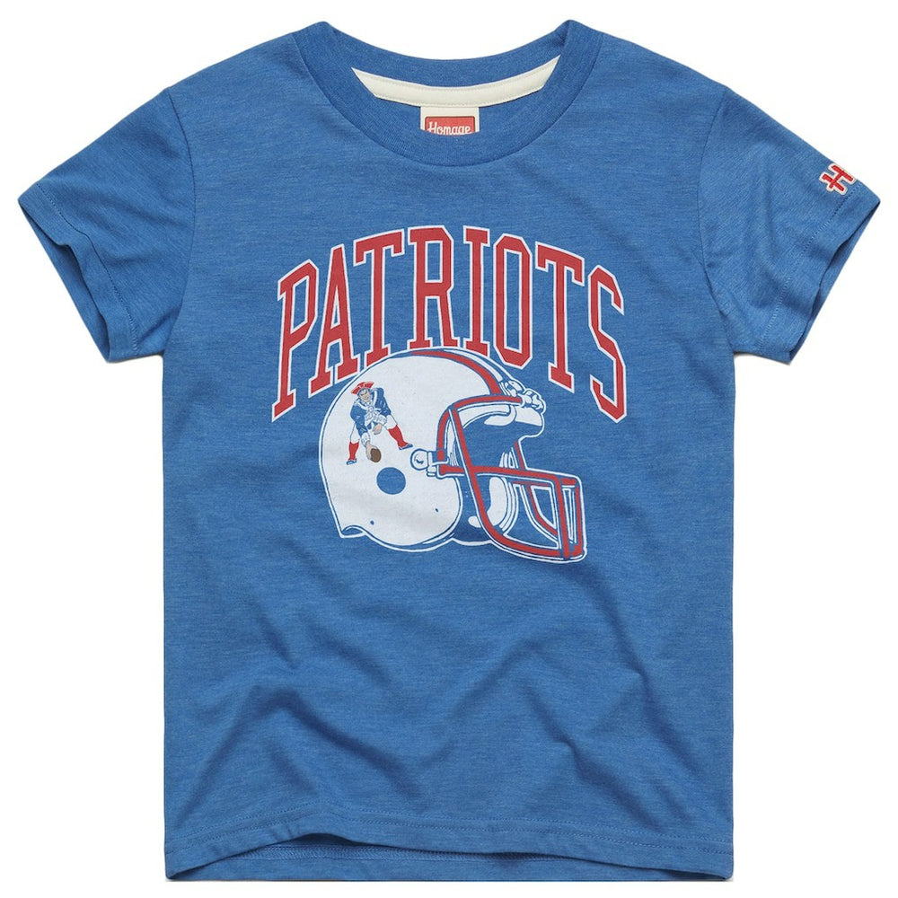 New England Patriots Homage Youth Helmet Retro Tri-Blend T-Shirt Royal