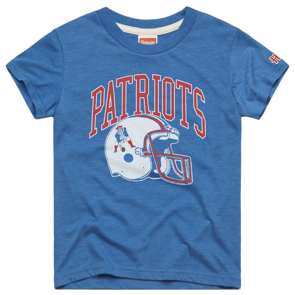 New England Patriots Homage Youth Helmet Retro Tri-Blend T-Shirt Royal