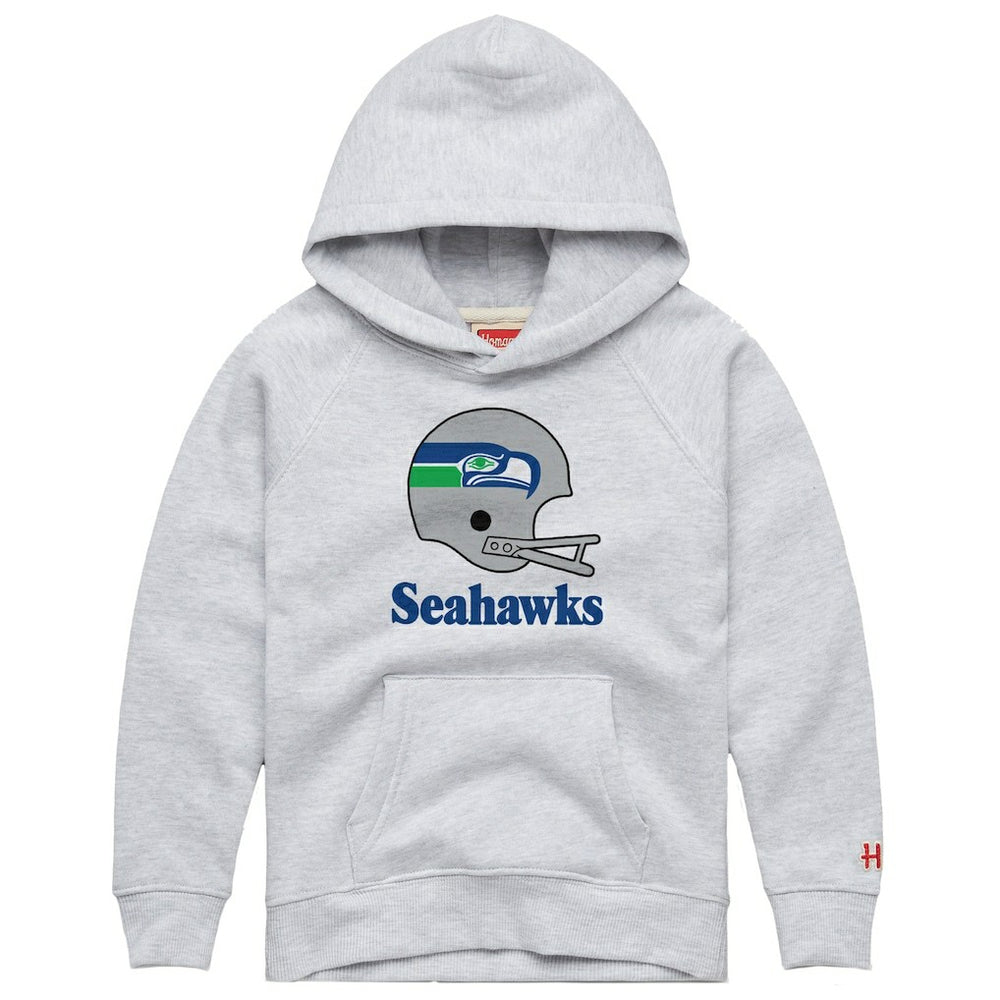 Seattle Seahawks Homage Youth Big Helmet Tri-Blend Hoodie Gray