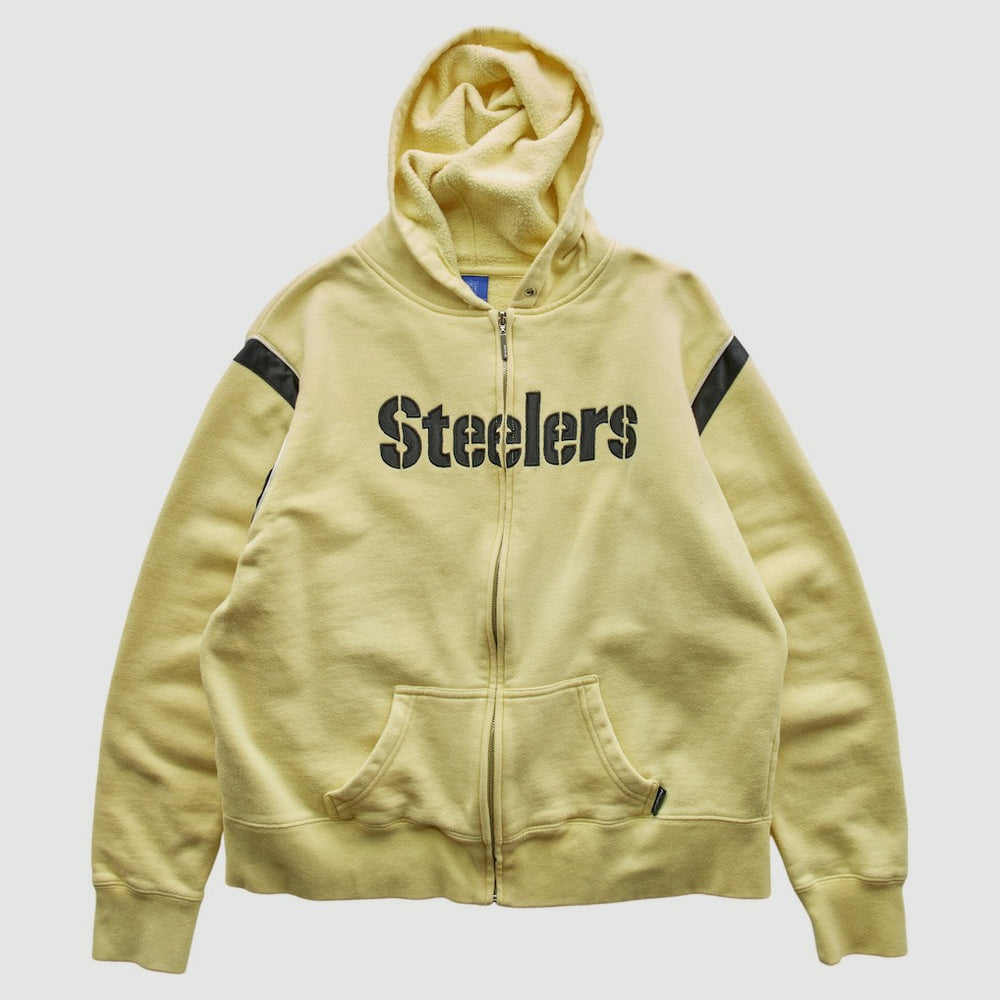 Fanatics Pittsburgh Steelers Reebok 2000s Hooded Full Zip Sweatshirt Yellow Vintage