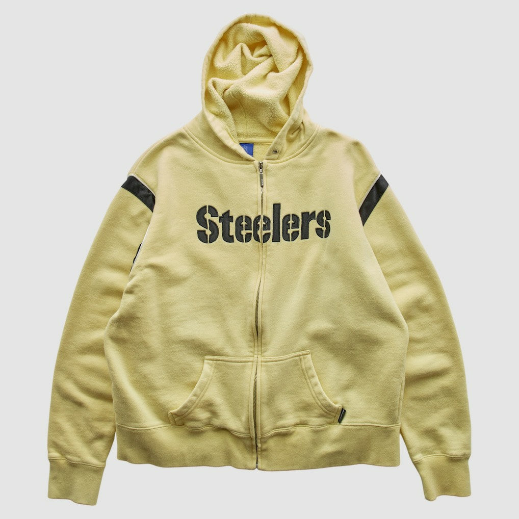 Fanatics Pittsburgh Steelers Reebok 2000s Hooded Full Zip Sweatshirt Yellow Vintage