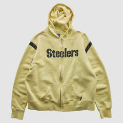 Fanatics Pittsburgh Steelers Reebok 2000s Hooded Full Zip Sweatshirt Yellow Vintage