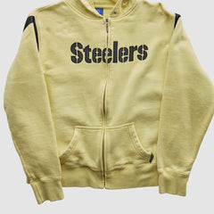 Fanatics Pittsburgh Steelers Reebok 2000s Hooded Full Zip Sweatshirt Yellow Vintage