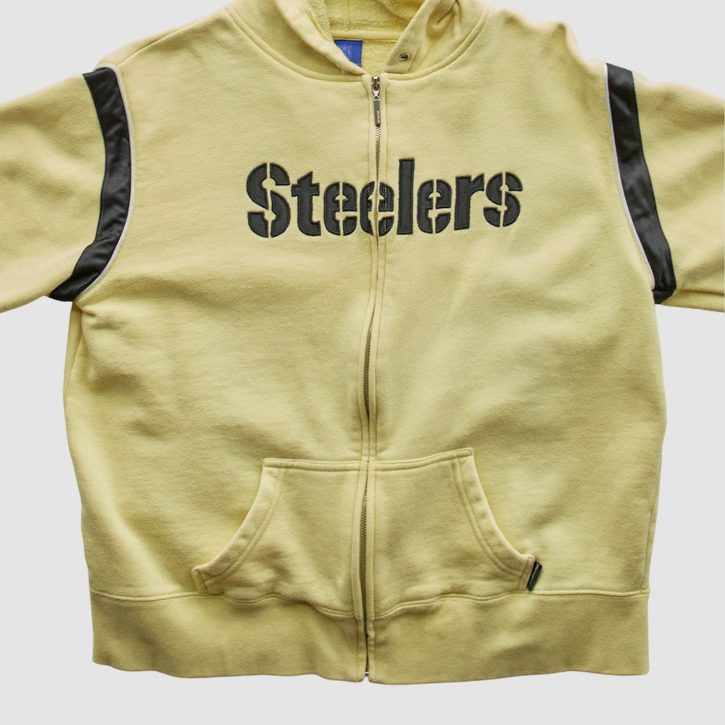 Fanatics Pittsburgh Steelers Reebok 2000s Hooded Full Zip Sweatshirt Yellow Vintage