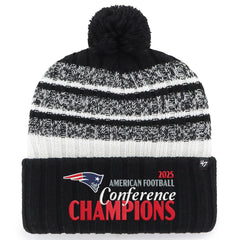 New England Patriots '47 2025 AFC Champions Tavern Cuffed Knit Hat with Pom Black