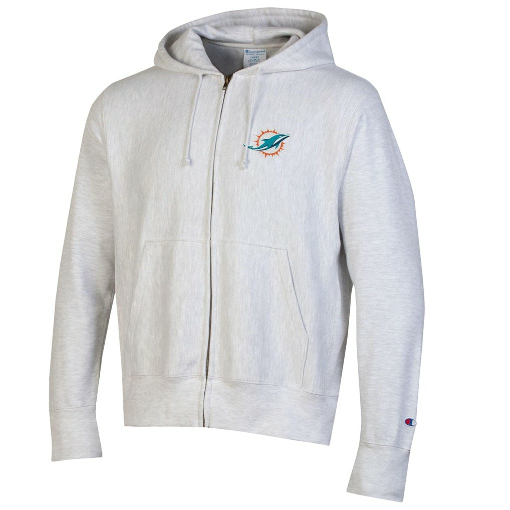 Miami Dolphins Champion Reverse Weave Full-Zip Hoodie Gray