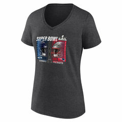 Fanatics New England Patriots vs. Seattle Seahawks Women's Super Bowl LX Matchup Plus Size Final Battle V-Neck T-Shirt Heather Charcoal