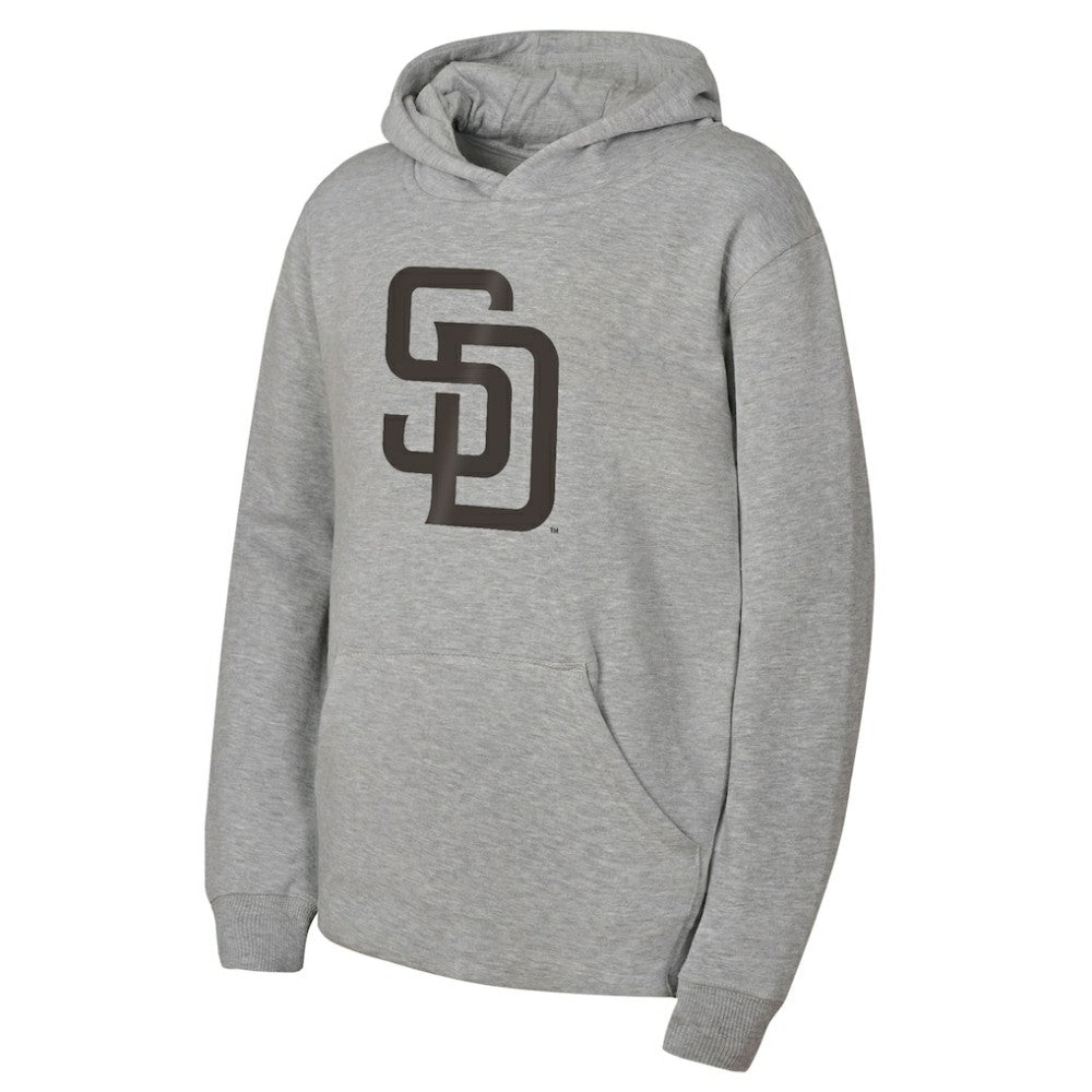 San Diego Padres Outerstuff Youth Primary Logo Fleece Hoodie - Gray - MLB Lifestyle