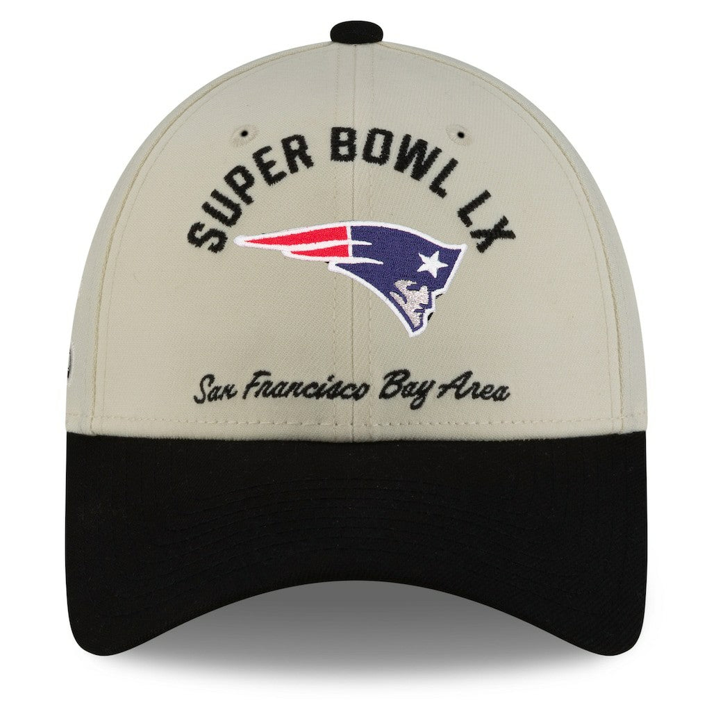 New England Patriots New Era Super Bowl LX 9FORTY Adjustable Hat Cream/Black