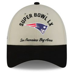 New England Patriots New Era Super Bowl LX 9FORTY Adjustable Hat Cream/Black