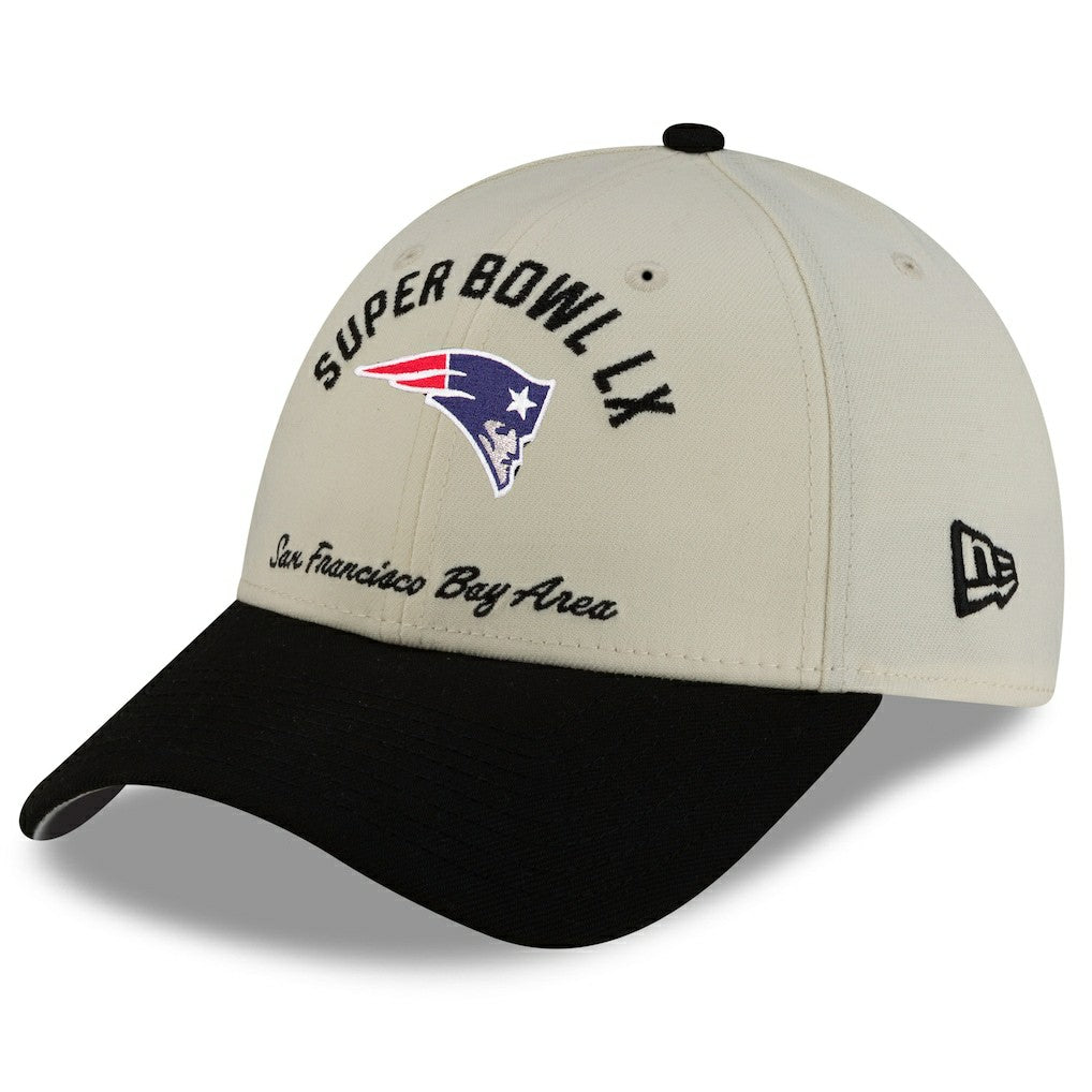 New England Patriots New Era Super Bowl LX 9FORTY Adjustable Hat Cream/Black