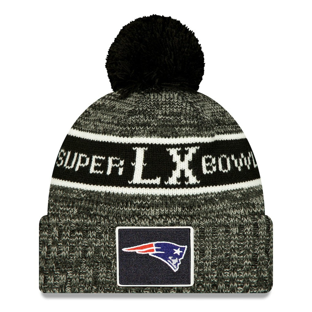 New England Patriots New Era Super Bowl LX Cuffed Knit Hat with Pom Black
