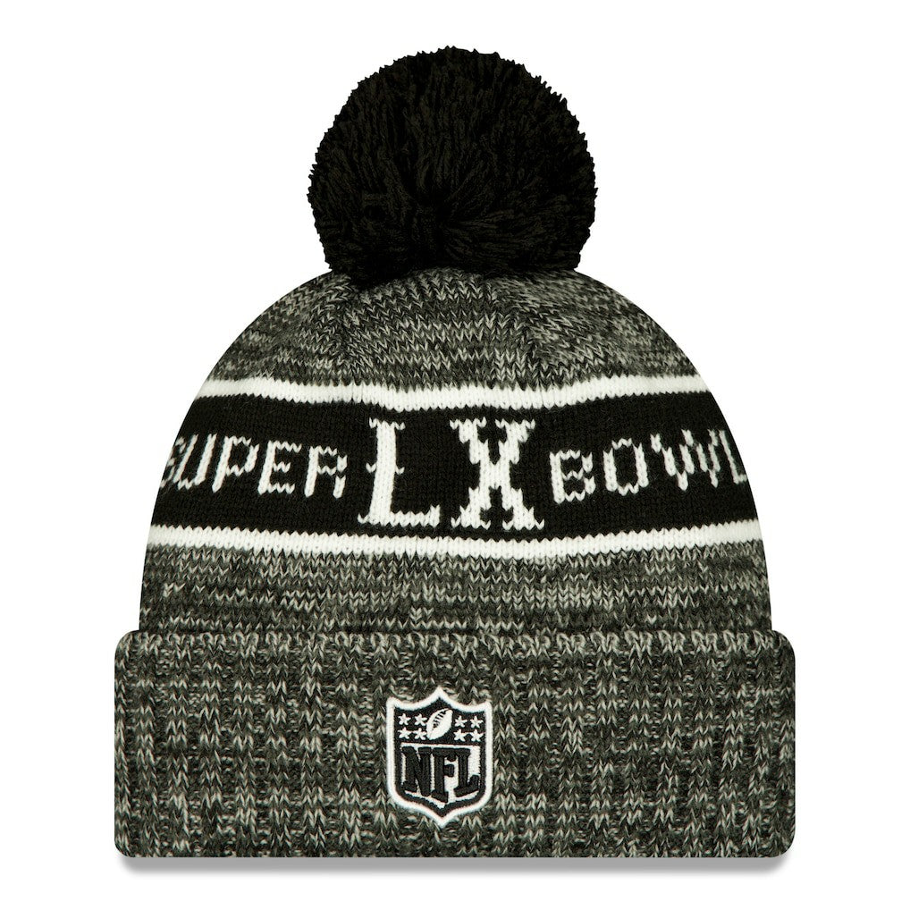 New England Patriots New Era Super Bowl LX Cuffed Knit Hat with Pom Black