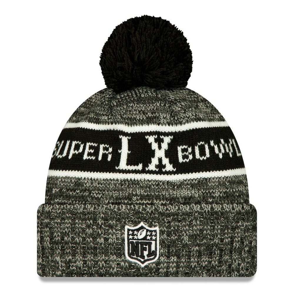 New England Patriots New Era Super Bowl LX Cuffed Knit Hat with Pom Black