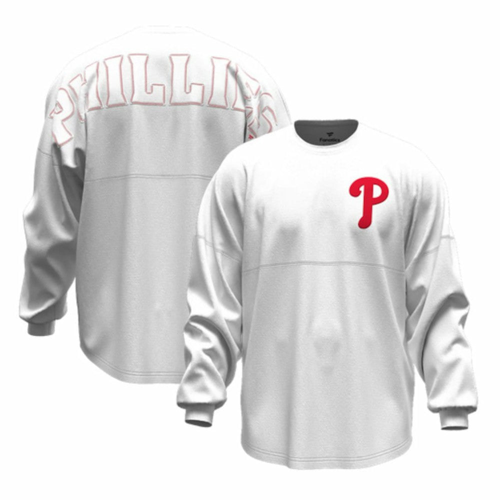 Philadelphia Phillies Fanatics Women's Baseball Stitch Spirit Jersey Long Sleeve T-Shirt - White - Fanatics Sale
