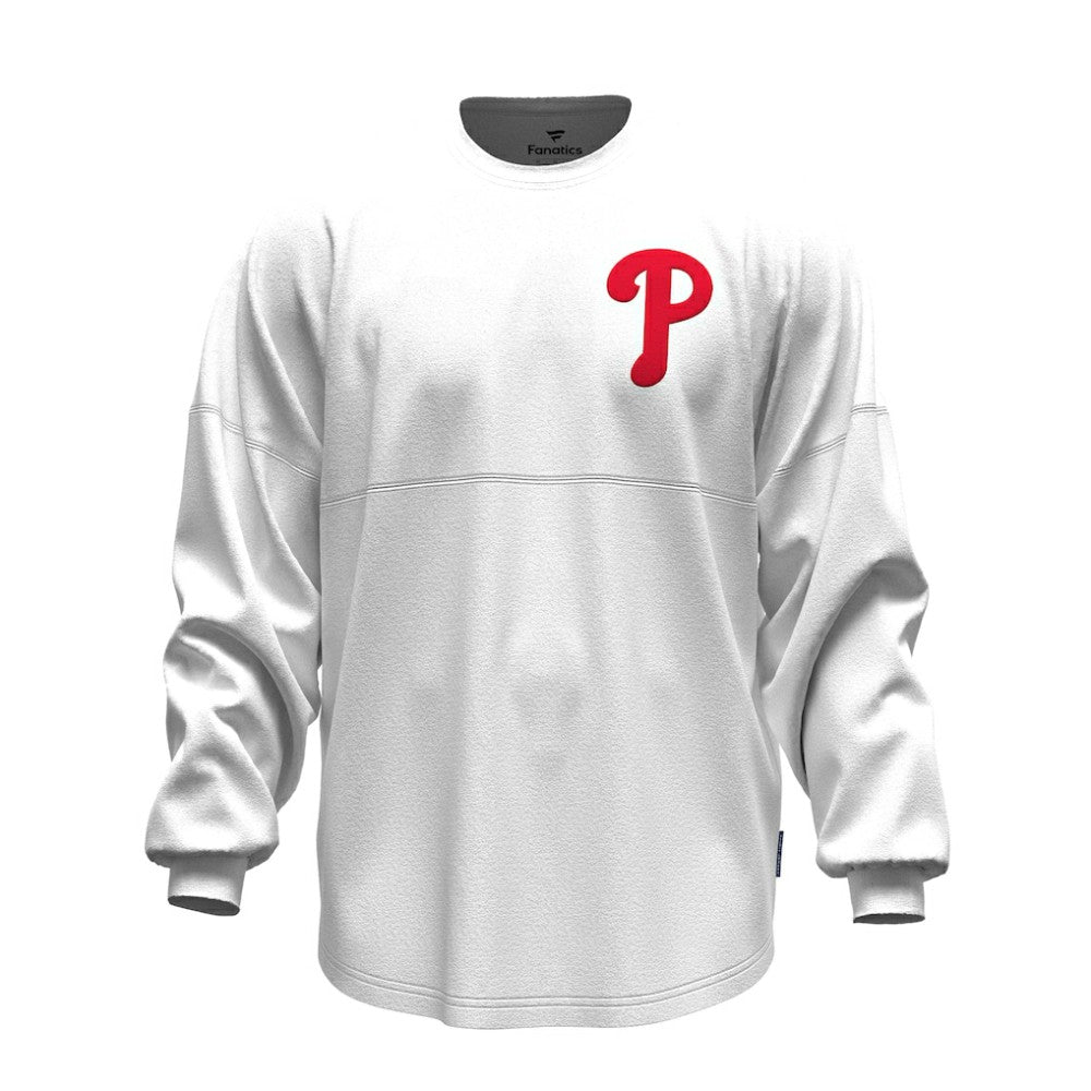 Philadelphia Phillies Fanatics Women's Baseball Stitch Spirit Jersey Long Sleeve T-Shirt - White - Fanatics Sale