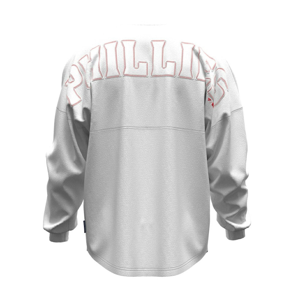 Philadelphia Phillies Fanatics Women's Baseball Stitch Spirit Jersey Long Sleeve T-Shirt - White - Fanatics Sale