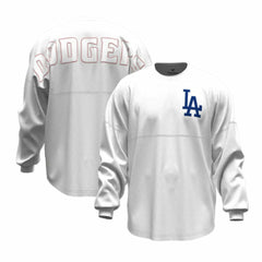 Los Angeles Dodgers Fanatics Women's Baseball Stitch Spirit Jersey Long Sleeve T-Shirt - White - Fanatics Online