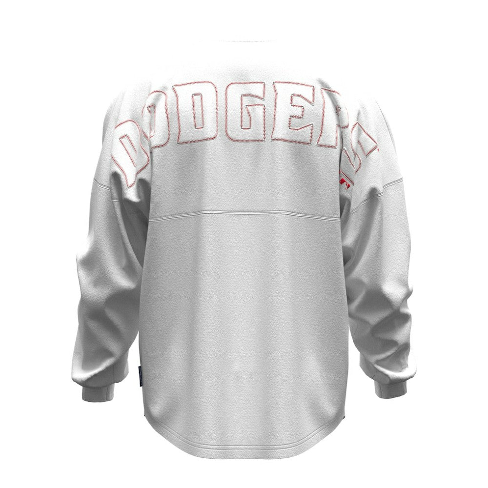 Los Angeles Dodgers Fanatics Women's Baseball Stitch Spirit Jersey Long Sleeve T-Shirt - White - Fanatics Online