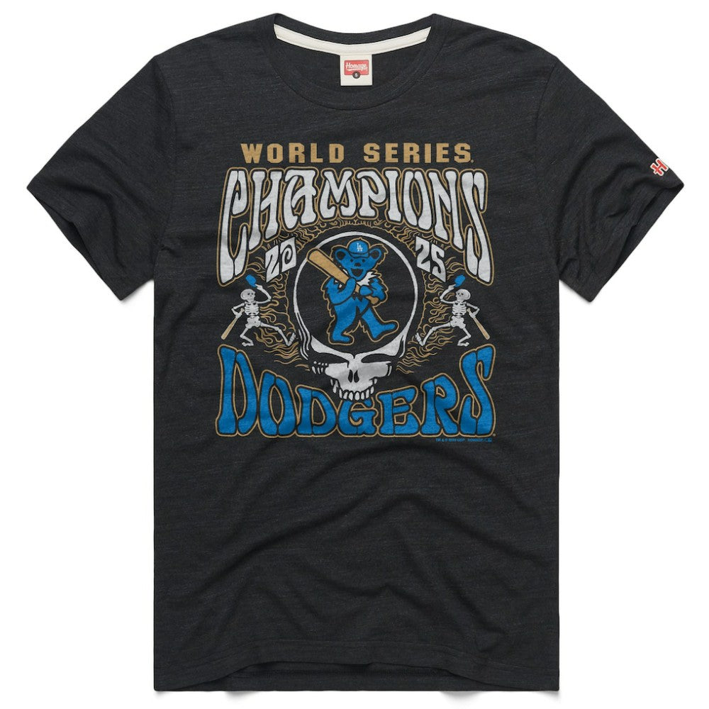Los Angeles Dodgers x Grateful Dead Homage 2026 Gold Collection Label Tri-Blend T-Shirt - Charcoal - MLB Online