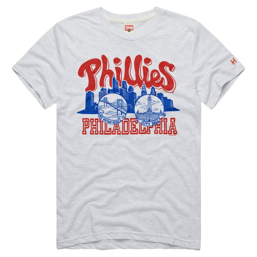 Philadelphia Phillies Homage Tri-Blend Hyperlocal T-Shirt - Ash - MLB Discount
