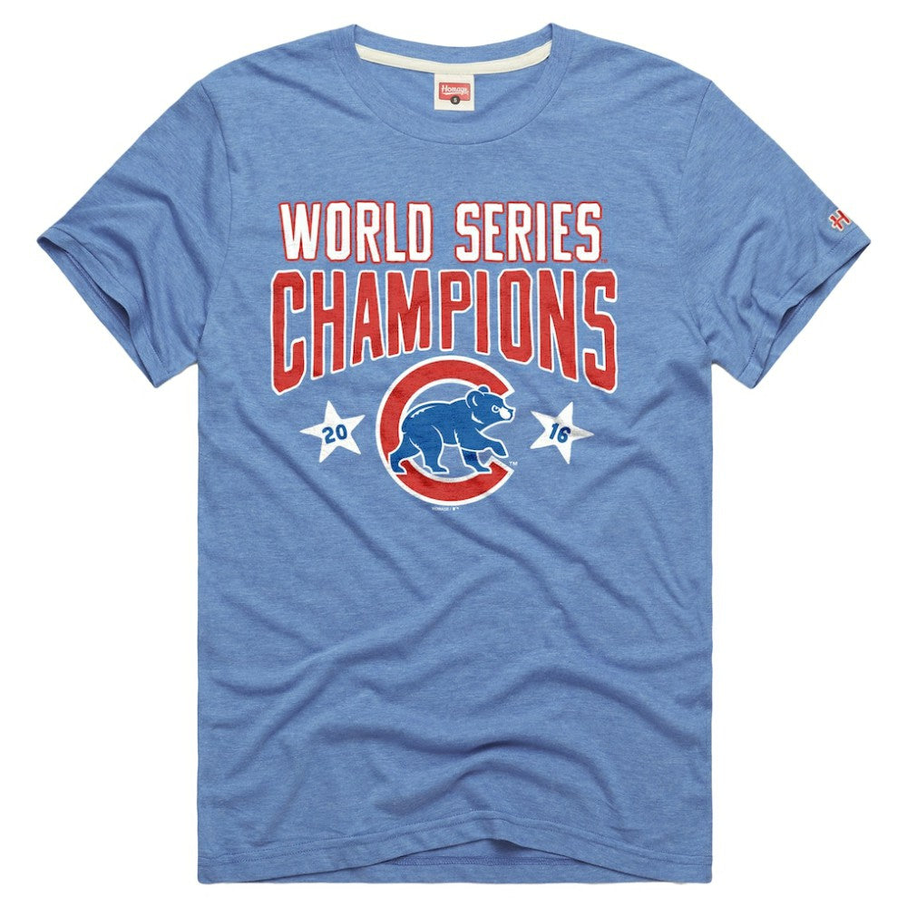 Chicago Cubs Homage Tri-Blend Hyperlocal T-Shirt - Light Blue - MLB Discount