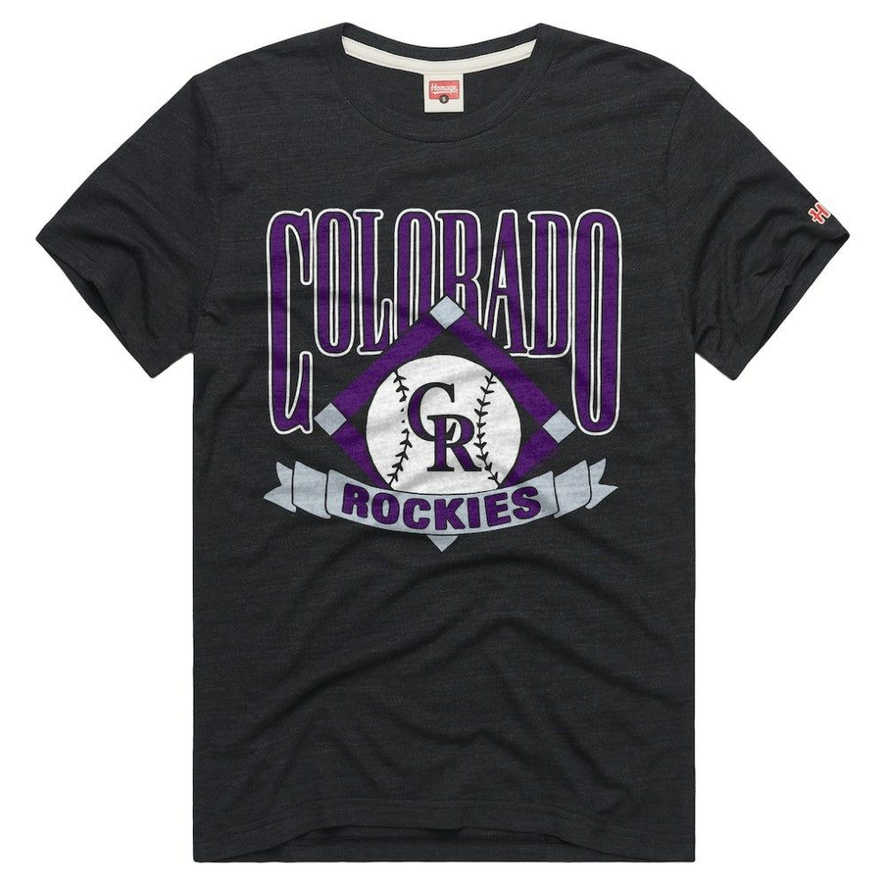 Colorado Rockies Homage Tri-Blend Hyperlocal T-Shirt - Charcoal - MLB Lifestyle