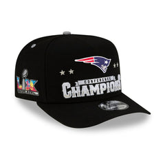 New England Patriots New Era 2025 AFC Champions Locker Room Trophy Collection A-Frame 9FIFTY Snapback Hat Black
