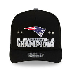 New England Patriots New Era 2025 AFC Champions Locker Room Trophy Collection A-Frame 9FIFTY Snapback Hat Black