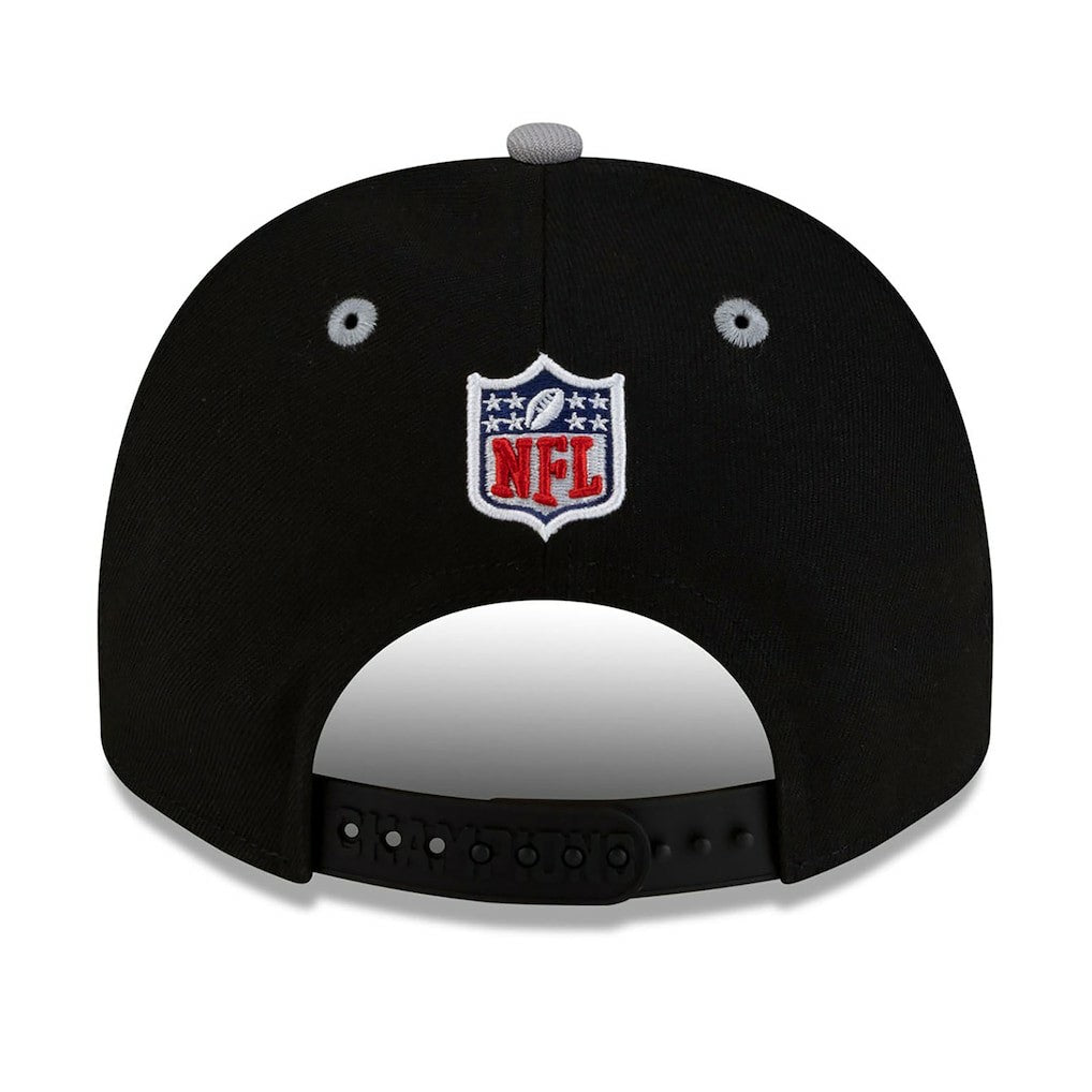 New England Patriots New Era 2025 AFC Champions Locker Room Trophy Collection A-Frame 9FIFTY Snapback Hat Black