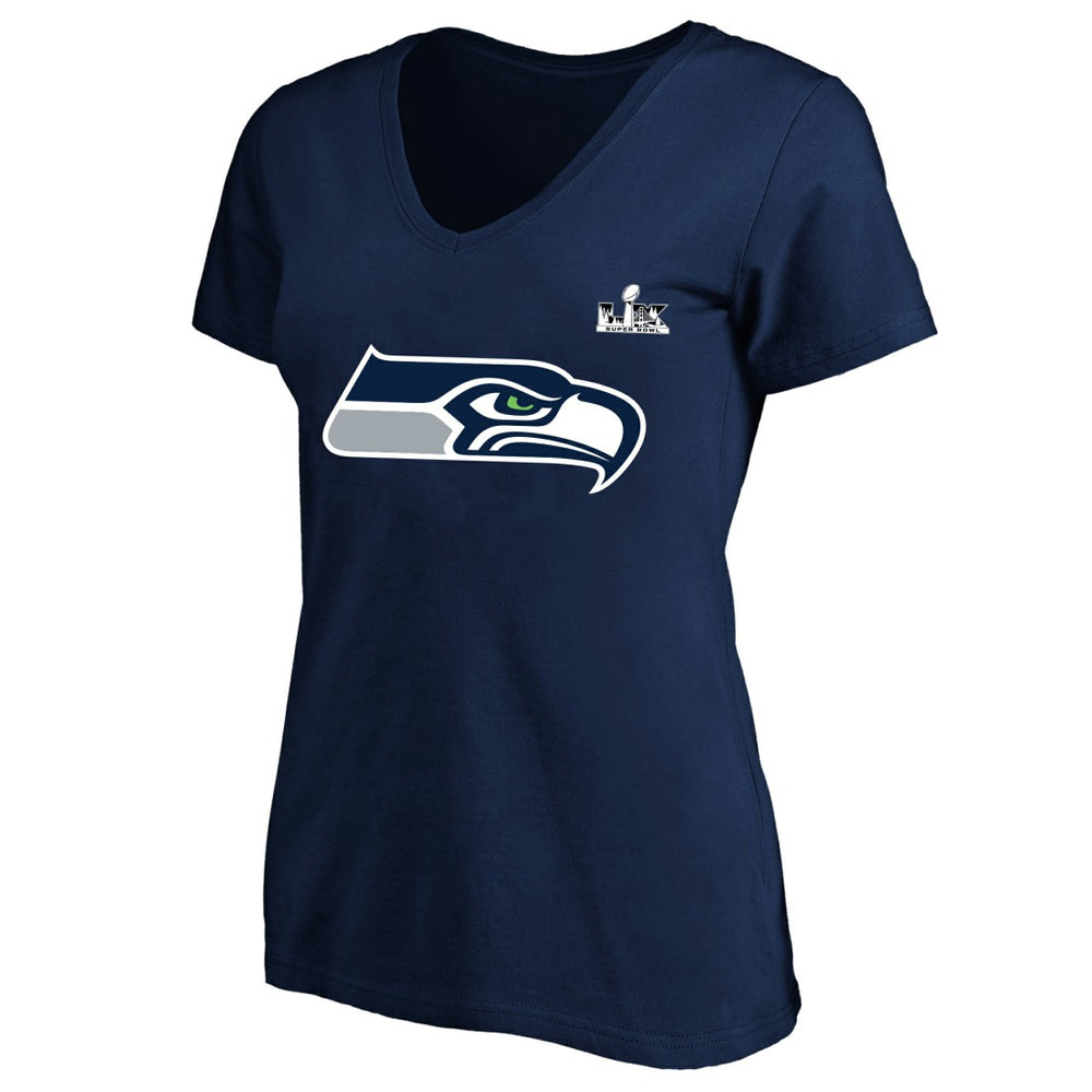 Fanatics Jaxon Smith-Njigba Seattle Seahawks Women's Super Bowl LX Patch Plus Size Name & Number V-Neck T-Shirt College Navy