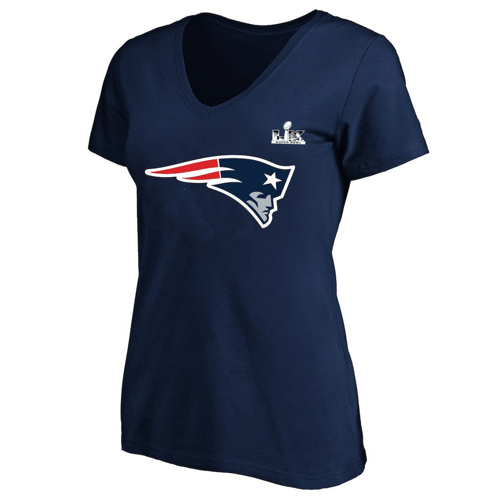 Fanatics Drake Maye New England Patriots Women's Super Bowl LX Patch Plus Size Name & Number V-Neck T-Shirt Navy