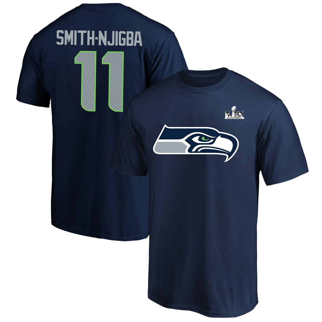Fanatics Jaxon Smith-Njigba Seattle Seahawks Super Bowl LX Patch Big & Tall Name & Number T-Shirt College Navy