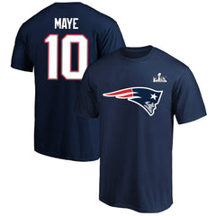 Fanatics Drake Maye New England Patriots Super Bowl LX Patch Big & Tall Name & Number T-Shirt Navy