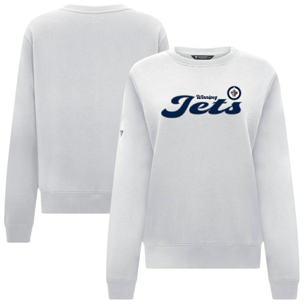Winnipeg Jets Levelwear Women's Yvette Big Script Tri-Blend Sweatshirt - White - NHL 203809122