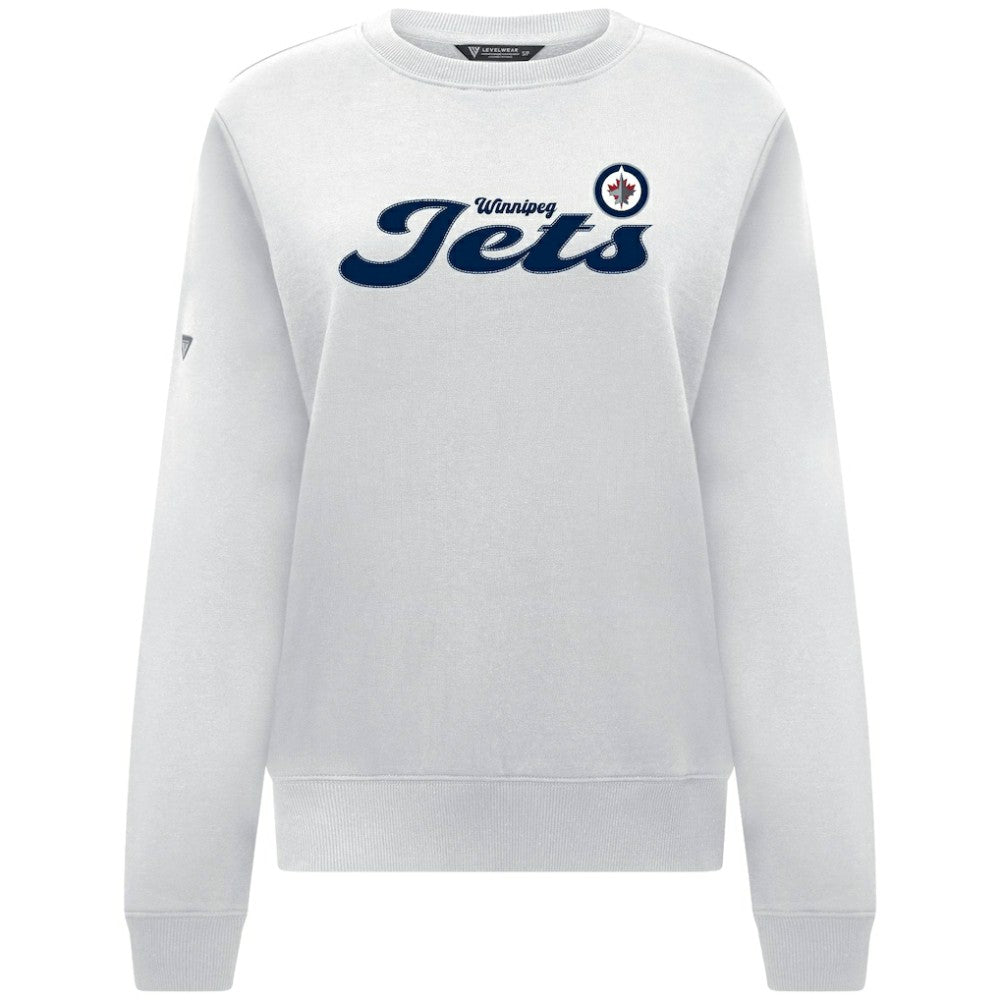 Winnipeg Jets Levelwear Women's Yvette Big Script Tri-Blend Sweatshirt - White - NHL 203809122