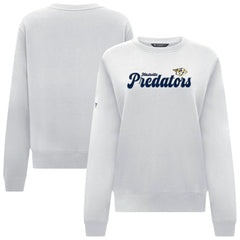Nashville Predators Levelwear Women's Yvette Big Script Tri-Blend Sweatshirt - White - NHL 203809123
