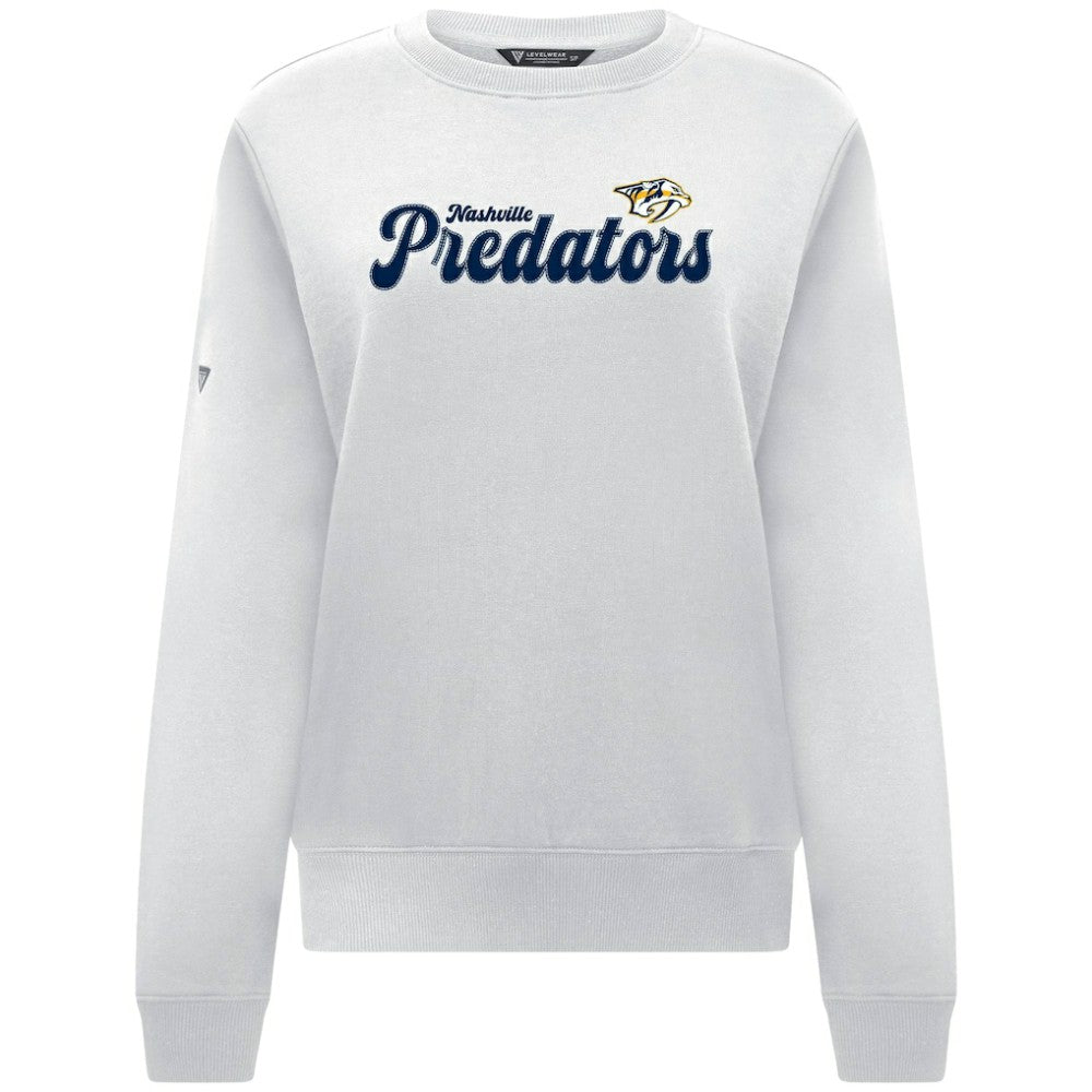Nashville Predators Levelwear Women's Yvette Big Script Tri-Blend Sweatshirt - White - NHL 203809123
